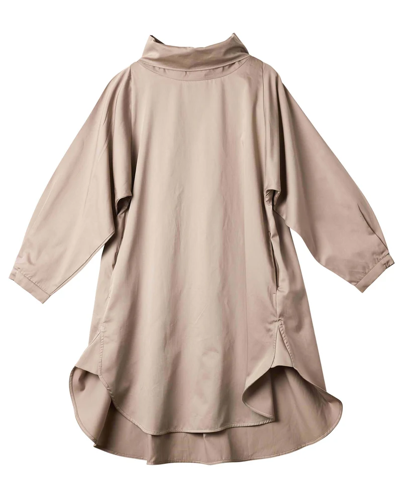Robe taille unique, col montant, 100 % coton biologique