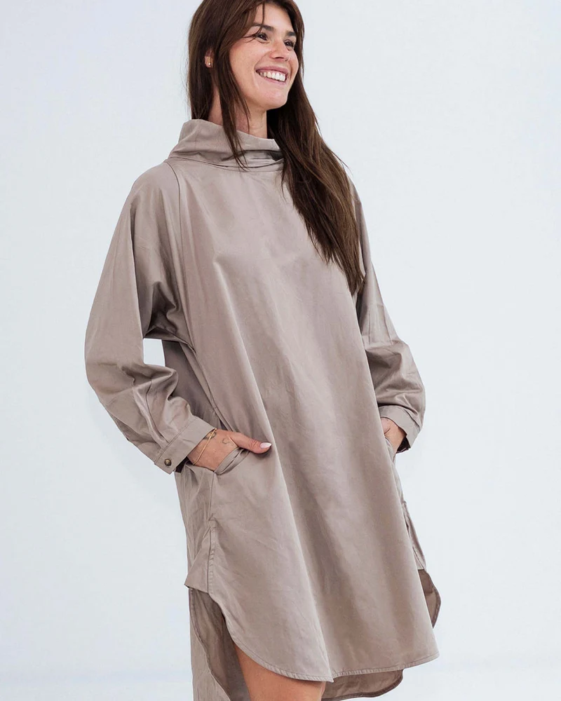 Robe taille unique, col montant, 100 % coton biologique