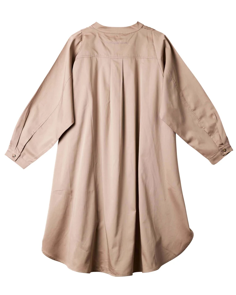 Robe taille unique, col officier, 100 % coton biologique