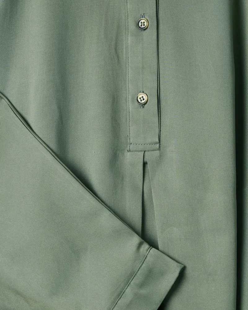 Robe taille unique, col officier, 100 % coton biologique