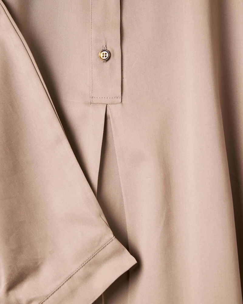Robe taille unique, col officier, 100 % coton biologique