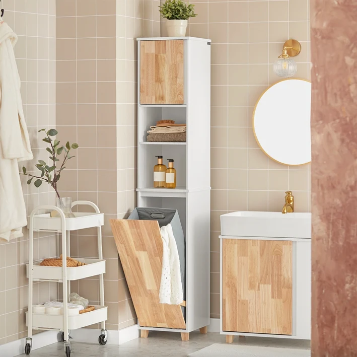 SoBuy | Bad Hochschrank | Badschrank | Wäscheschrank | Badmöbel | BZR74-W