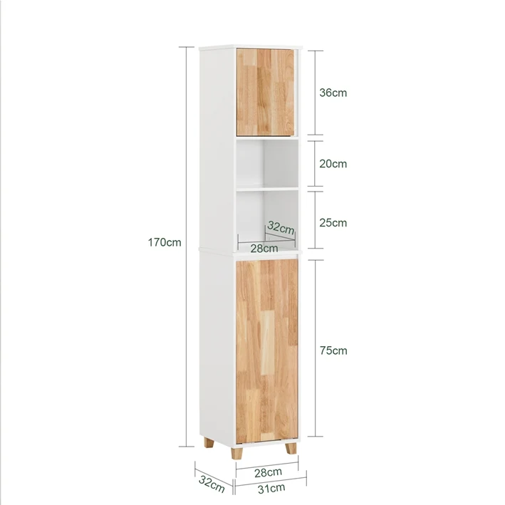 SoBuy | Bad Hochschrank | Badschrank | Wäscheschrank | Badmöbel | BZR74-W