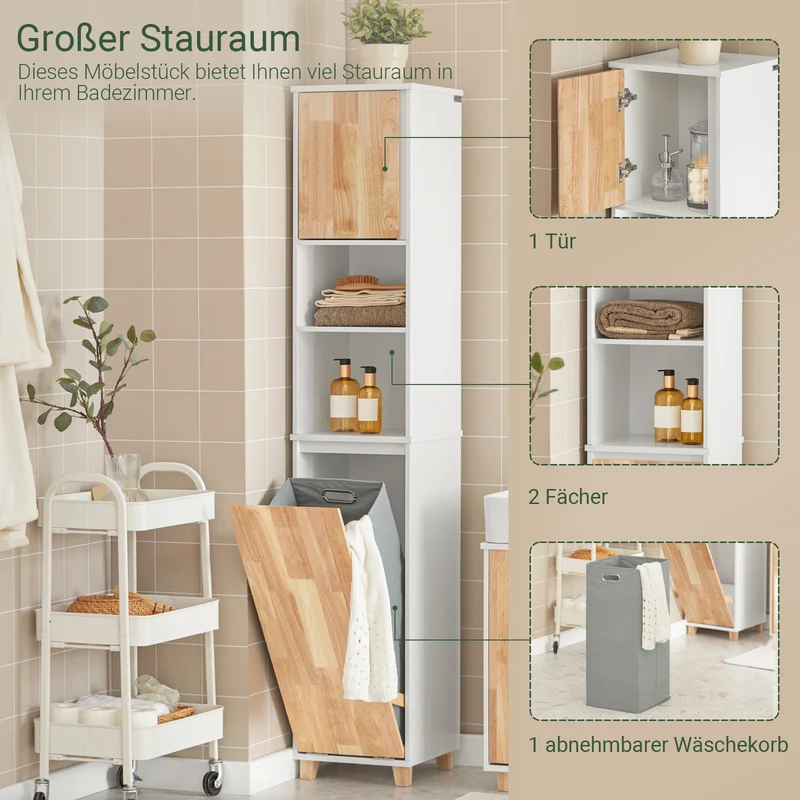 SoBuy | Bad Hochschrank | Badschrank | Wäscheschrank | Badmöbel | BZR74-W