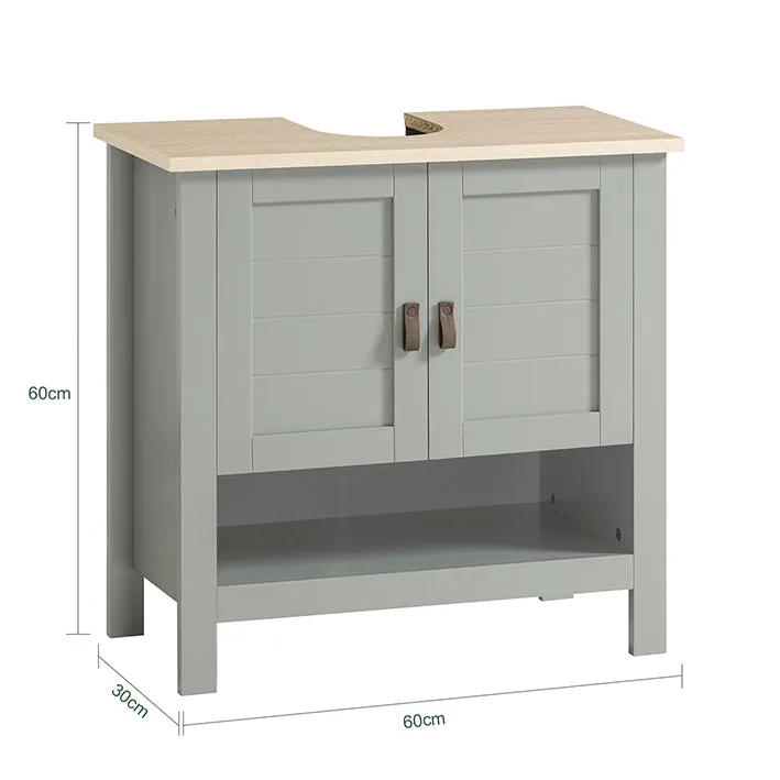 SoBuy | Waschbeckenunterschrank | Badschrank | Waschtisch Hellgrau | BZR69-HG