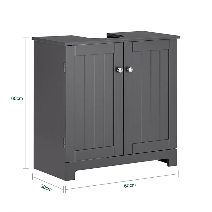 SoBuy | Waschbeckenunterschrank | Waschtisch | Badmöbel | Dunkelgrau | BZR18-II-DG
