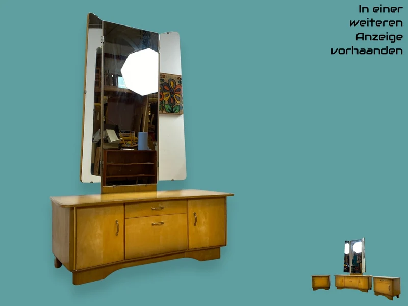 WMK I Formschöner Mid-Century Nachttisch mit Schublade & Messinggriffen