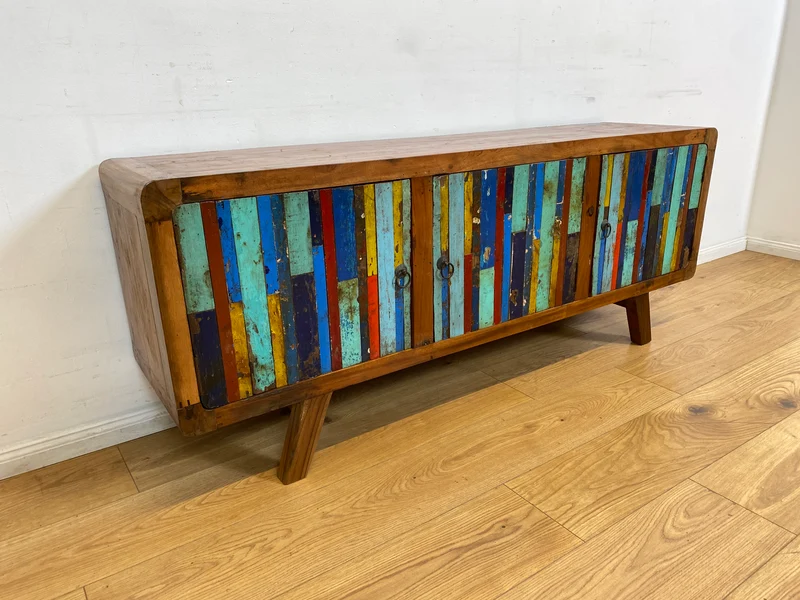 Boatwood by WMK I Detailreiches Sideboard handgefertigt aus altem Bootsholz