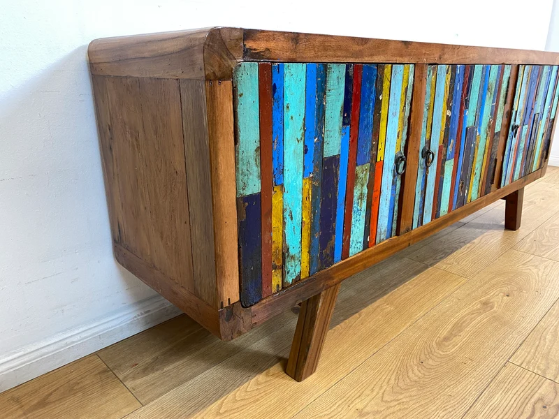 Boatwood by WMK I Detailreiches Sideboard handgefertigt aus altem Bootsholz