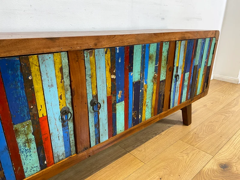 Boatwood by WMK I Detailreiches Sideboard handgefertigt aus altem Bootsholz