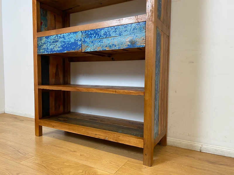 Boatwood by WMK I Handgefertigtes Regal aus altem Bootsholz in Originalfarbe