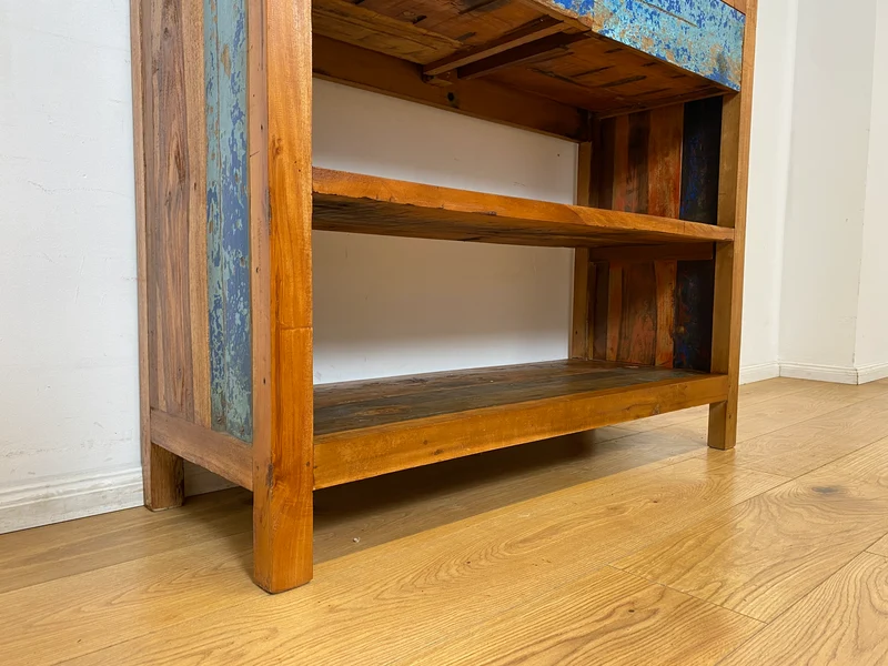 Boatwood by WMK I Handgefertigtes Regal aus altem Bootsholz in Originalfarbe