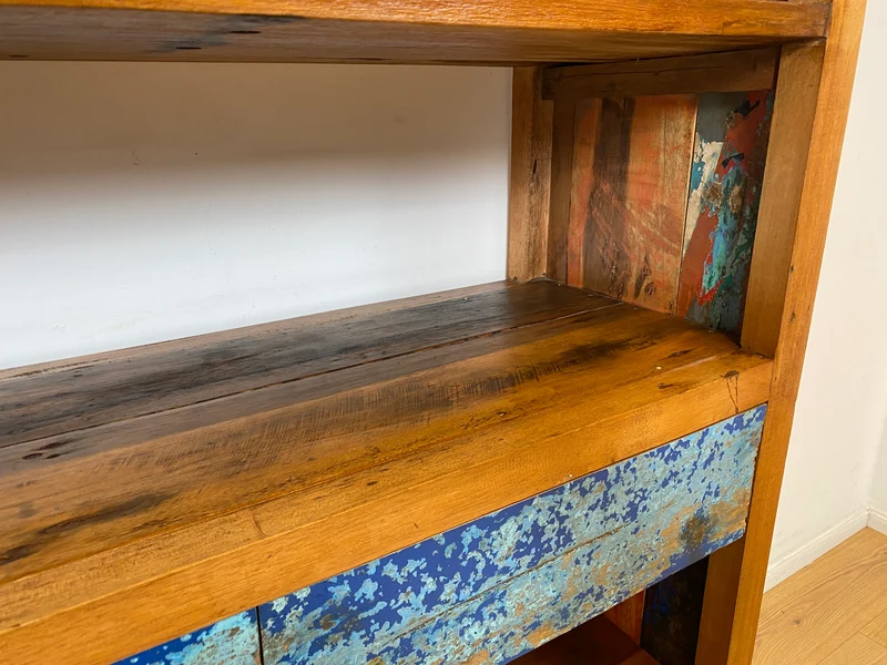 Boatwood by WMK I Handgefertigtes Regal aus altem Bootsholz in Originalfarbe