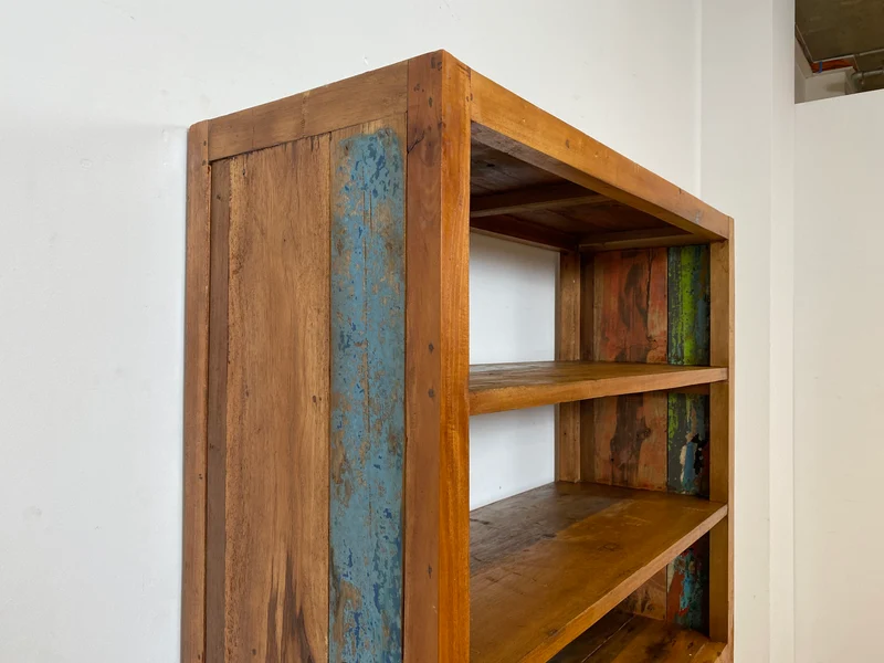 Boatwood by WMK I Handgefertigtes Regal aus altem Bootsholz in Originalfarbe