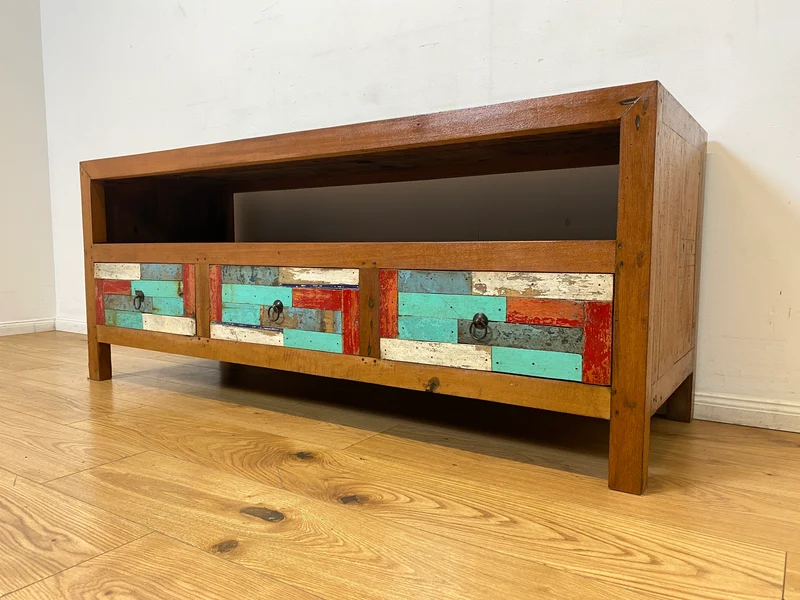 Boatwood by WMK I Handgefertigtes 150cm langes TV-Lowboard aus altem Bootsholz