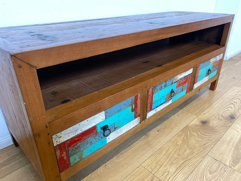 Boatwood by WMK I Handgefertigtes 150cm langes TV-Lowboard aus altem Bootsholz