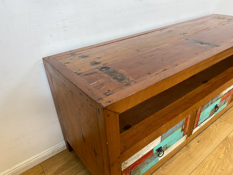 Boatwood by WMK I Handgefertigtes 150cm langes TV-Lowboard aus altem Bootsholz