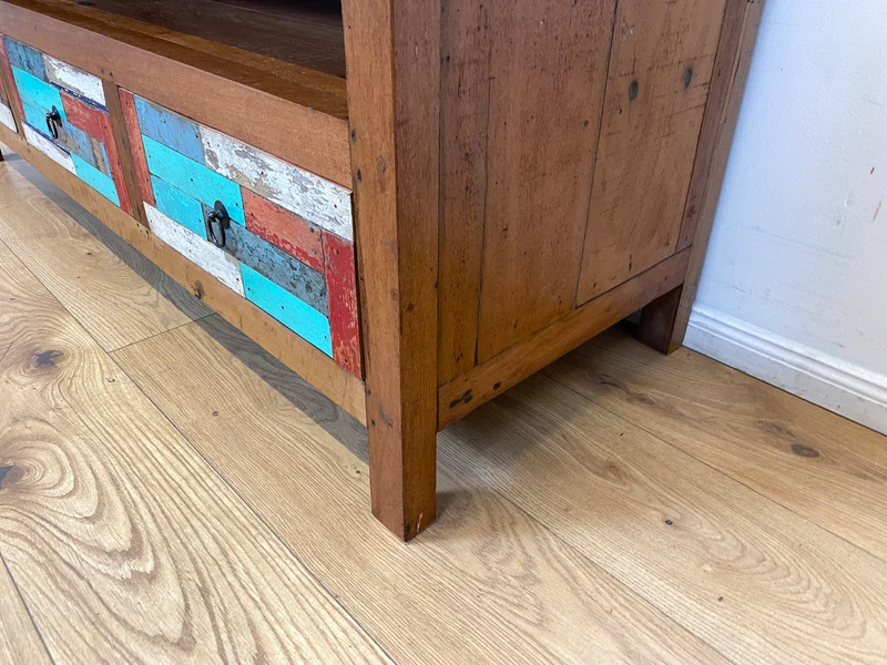 Boatwood by WMK I Handgefertigtes 150cm langes TV-Lowboard aus altem Bootsholz
