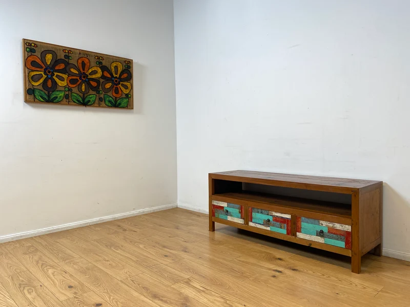 Boatwood by WMK I Handgefertigtes 150cm langes TV-Lowboard aus altem Bootsholz