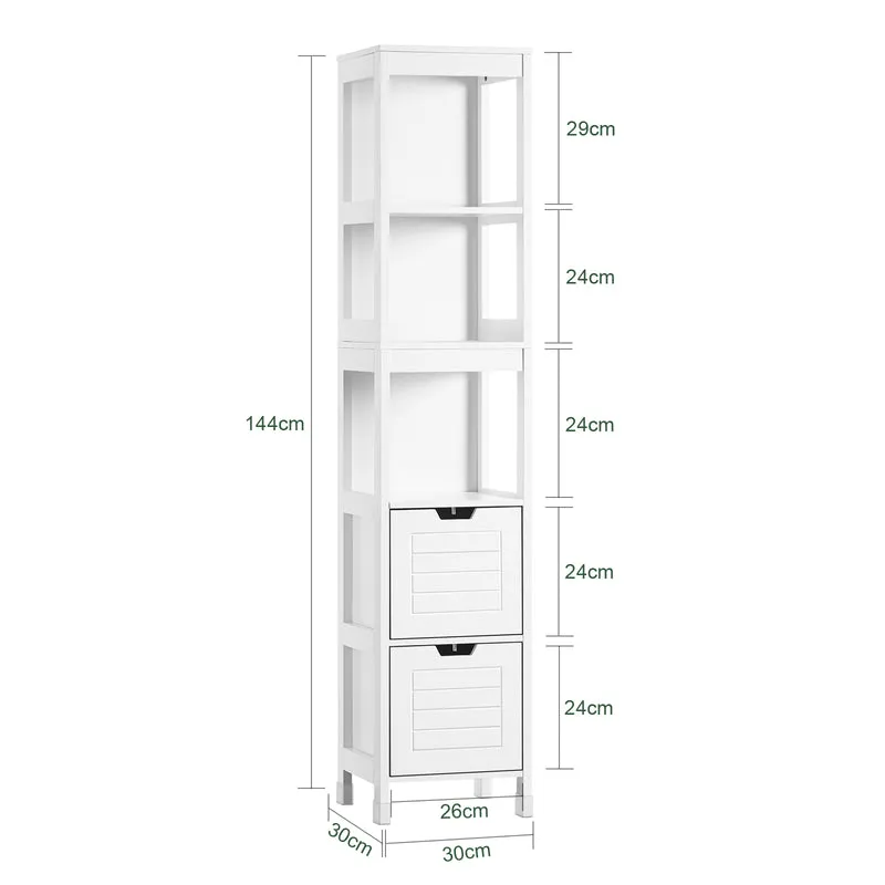 SoBuy | Bad Hochschrank | Badschrank Weiß | Badezimmermöbel Landhaus | FRG126-W