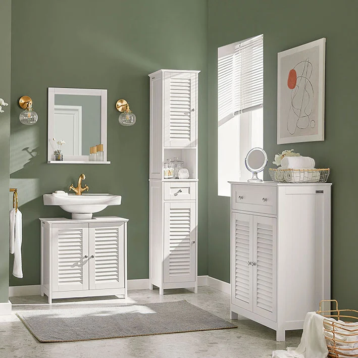 SoBuy | Waschbeckenunterschrank | Badezimmerunterschrank Weiß | FRG237-W