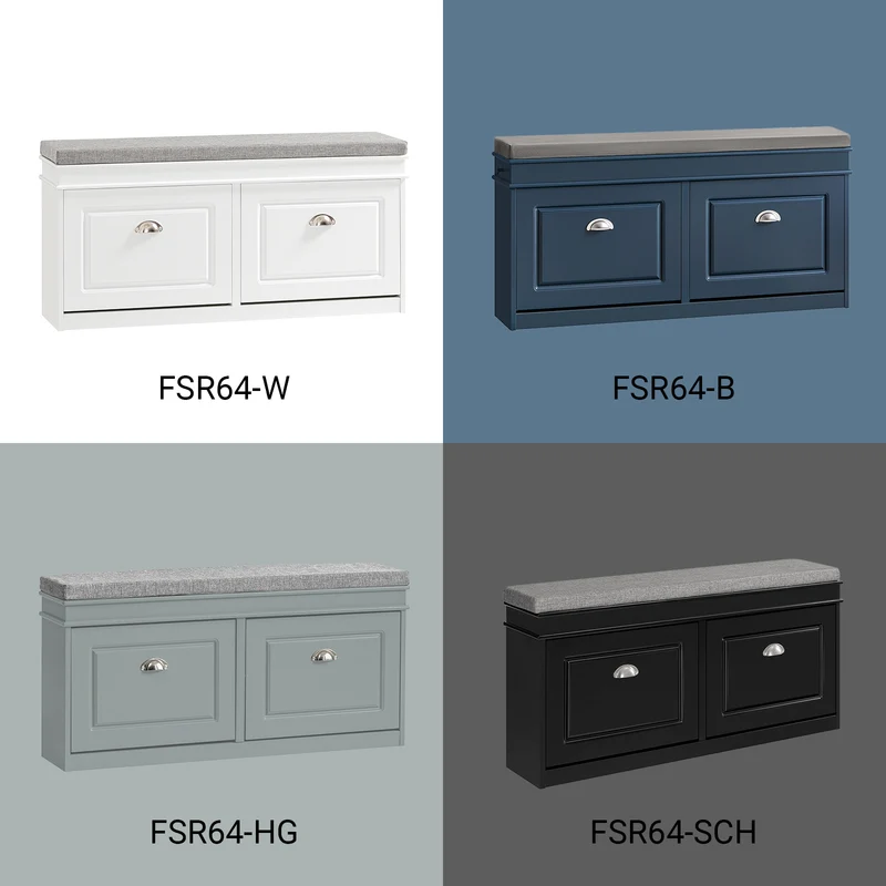 SoBuy | Schuhkipper | Schuhbank mit Schuhfach | Landhausstil Schwarz | FSR64-SCH