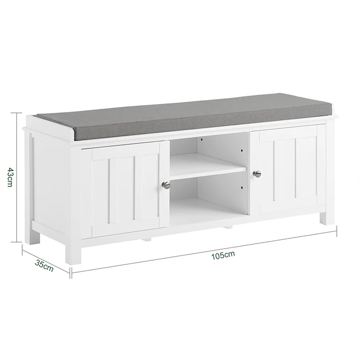 SoBuy | Garderobenbank | Bettbank | Schuhbank Weiß | FSR35-W