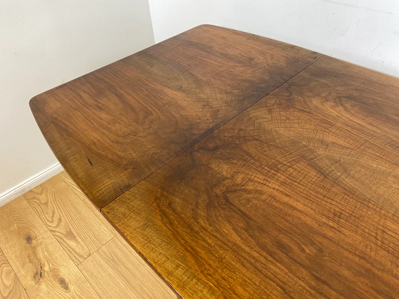 WMK I Eleganter skandinavischer Drop Leaf Esszimmertisch in Nussbaum mit hochklappbaren Erweiterungen