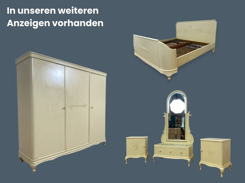 WMK I Wunderschöne weiße 1930er Jahre Spiegelkommode aus vollem Holz