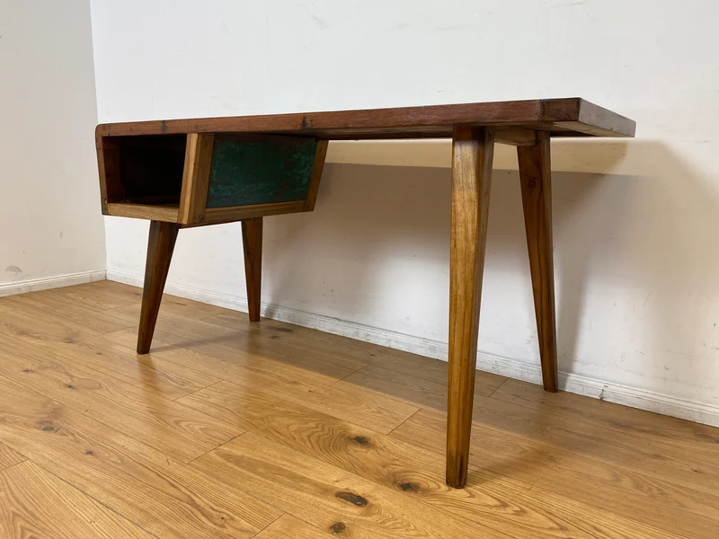 Boatwood by WMK I Einzigartiger freistehender Schreibtisch handgefertigt aus altem Bootsholz