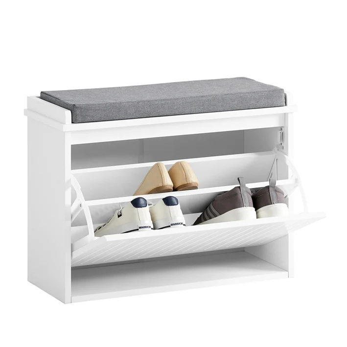 SoBuy | Schuhkipper | Schuhbank mit Schuhfach | Sitzbank | Weiß | FSR98-W