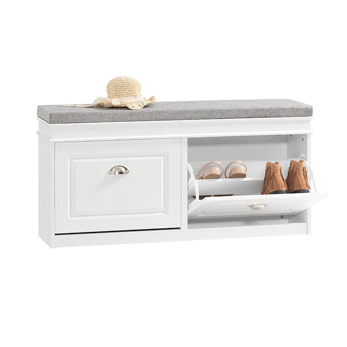 SoBuy | Schuhkipper | Schuhbank mit Schuhfach | Landhausstil Weiß | FSR64-W