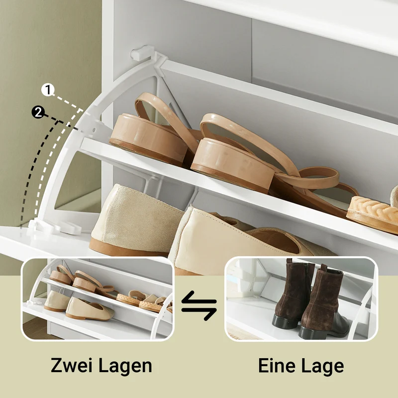 SoBuy | Schuhkipper | Schuhbank mit Schuhfach | Landhausstil Weiß | FSR64-W