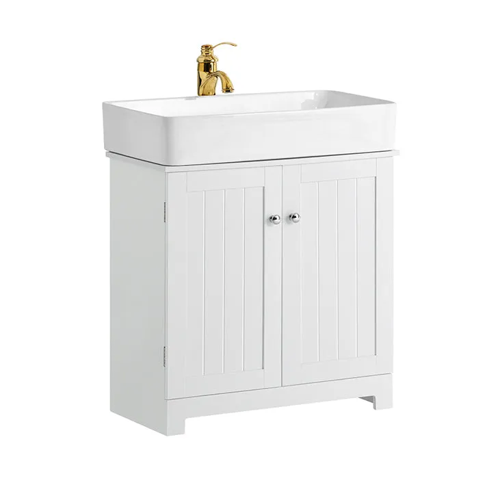SoBuy | Waschbeckenunterschrank | Badezimmerschrank Weiß | Landhaus | BZR18-W