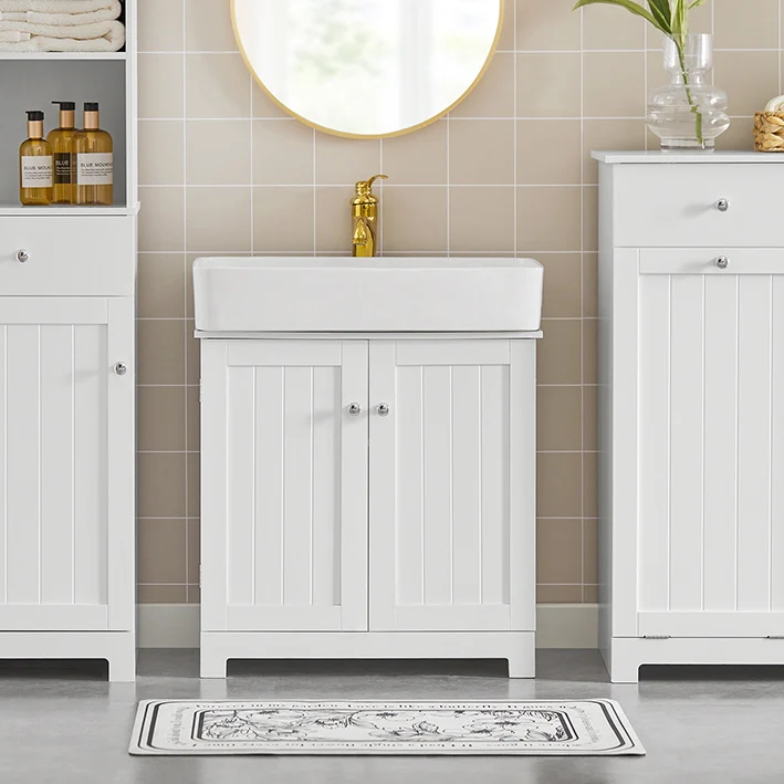 SoBuy | Waschbeckenunterschrank | Badezimmerschrank Weiß | Landhaus | BZR18-W