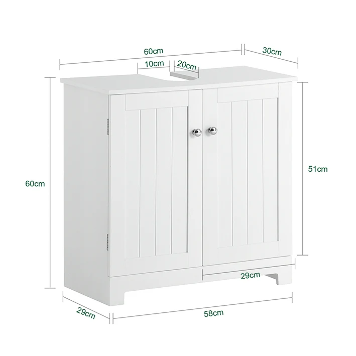 SoBuy | Waschbeckenunterschrank | Badezimmerschrank Weiß | Landhaus | BZR18-W