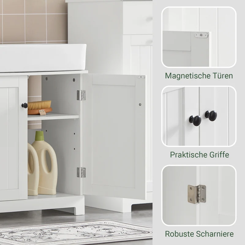 SoBuy | Waschbeckenunterschrank | Badezimmerschrank Weiß | Landhaus | BZR18-W