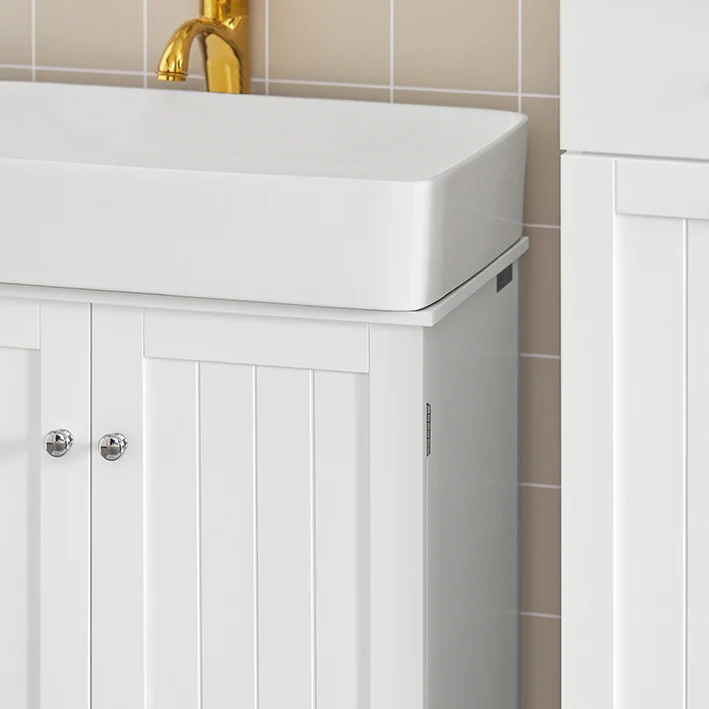 SoBuy | Waschbeckenunterschrank | Badezimmerschrank Weiß | Landhaus | BZR18-W