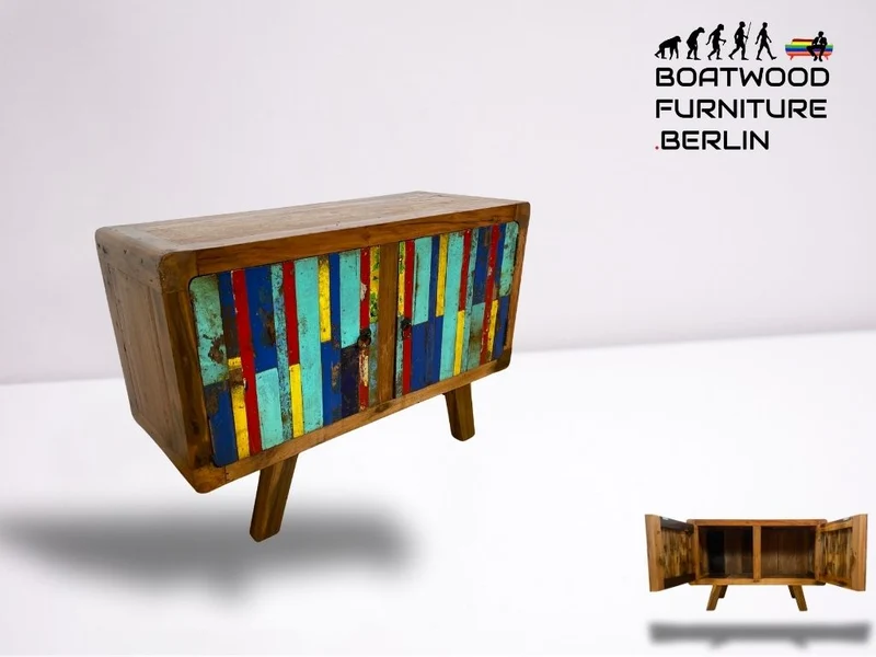 Boatwood by WMK I Detailreiche Kommode aus altem Bootsholz