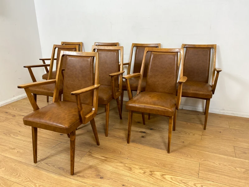 WMK I 1/10 Gemütliche Mid-Century Armlehnstühle mit pflegeleichtem Kunstlederbezug