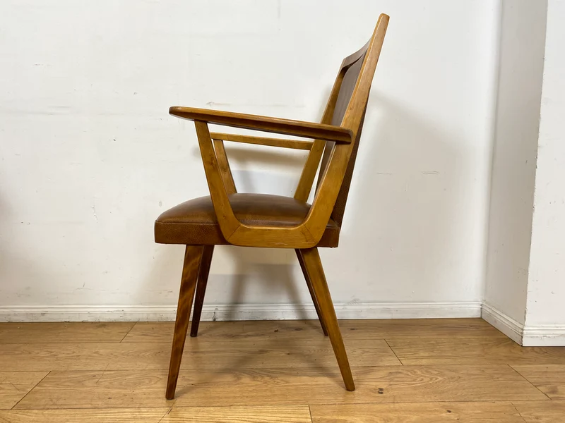 WMK I 1/10 Gemütliche Mid-Century Armlehnstühle mit pflegeleichtem Kunstlederbezug
