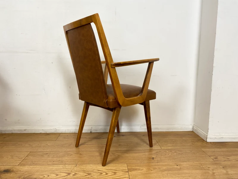 WMK I 1/10 Gemütliche Mid-Century Armlehnstühle mit pflegeleichtem Kunstlederbezug