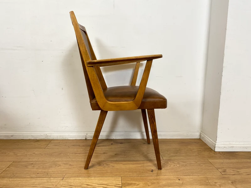 WMK I 1/10 Gemütliche Mid-Century Armlehnstühle mit pflegeleichtem Kunstlederbezug