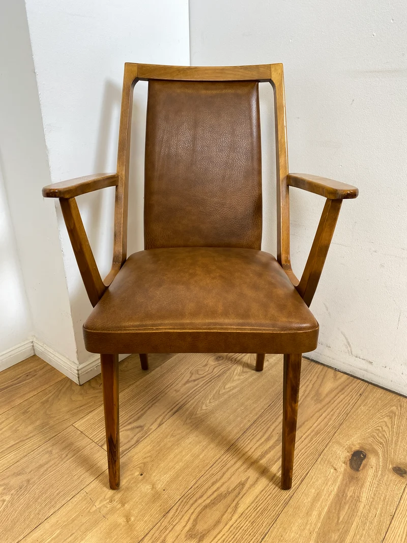 WMK I 1/10 Gemütliche Mid-Century Armlehnstühle mit pflegeleichtem Kunstlederbezug