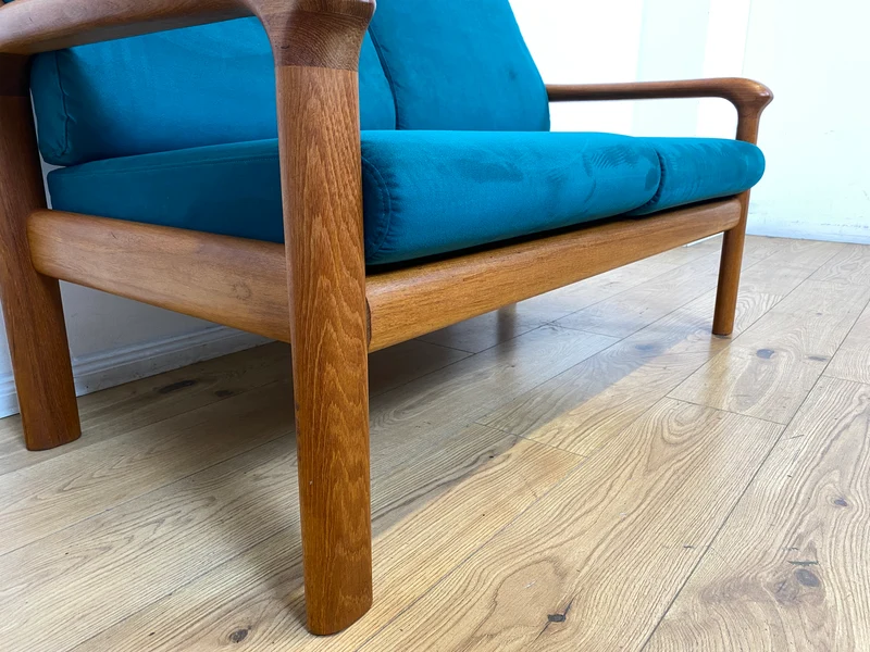 WMK I Hochwertiges skandinavisches Designersofa von Holstebro Møbelfabrik in Petrol Blau I Teakholz