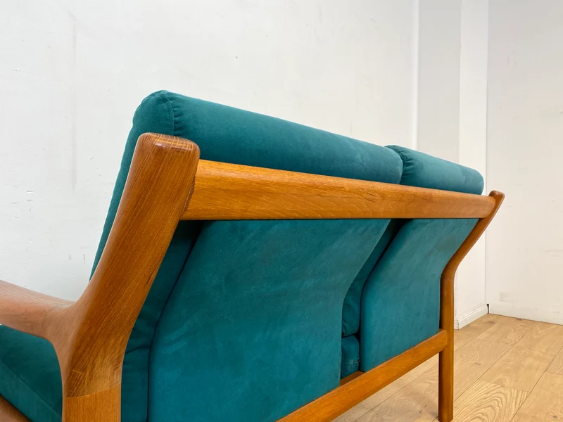 WMK I Hochwertiges skandinavisches Designersofa von Holstebro Møbelfabrik in Petrol Blau I Teakholz