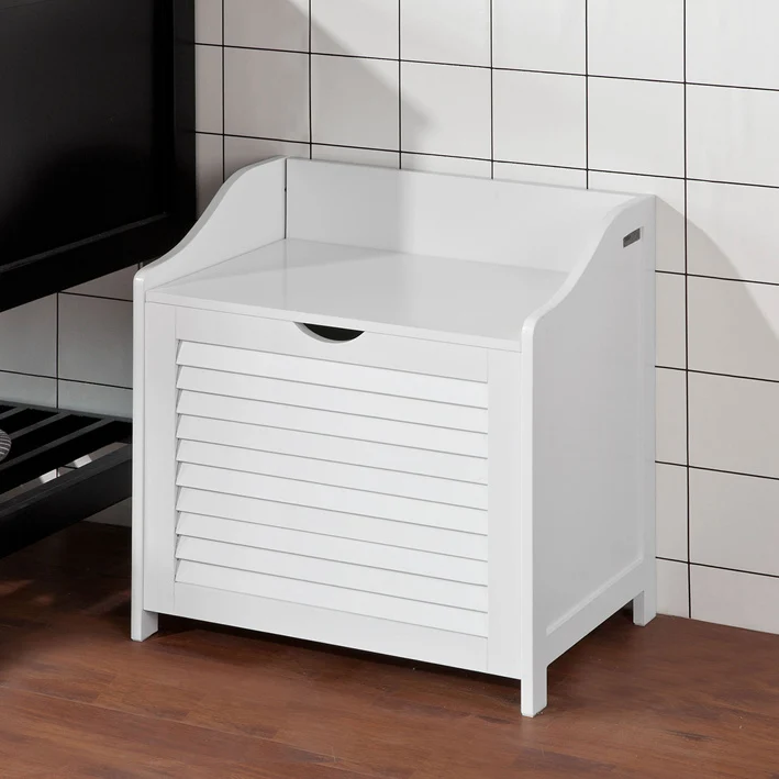 SoBuy | Wäschetruhe | Wäschesammler | Wäschekorb Weiß | FSR40-W