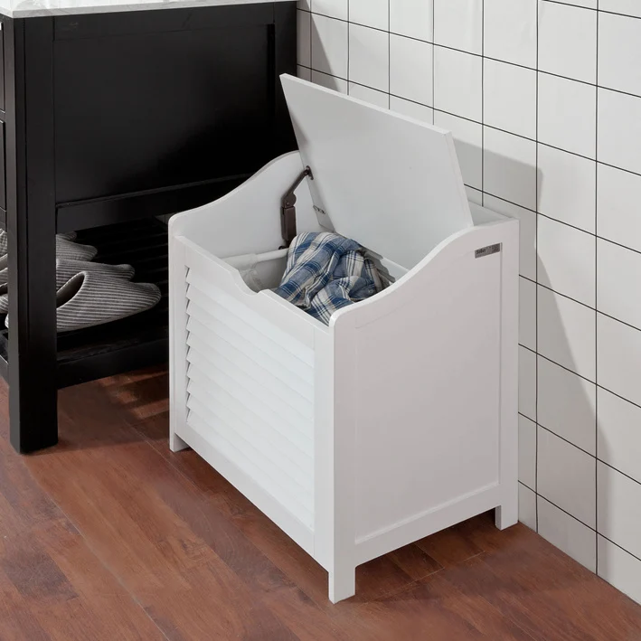 SoBuy | Wäschetruhe | Wäschesammler | Wäschekorb Weiß | FSR40-W