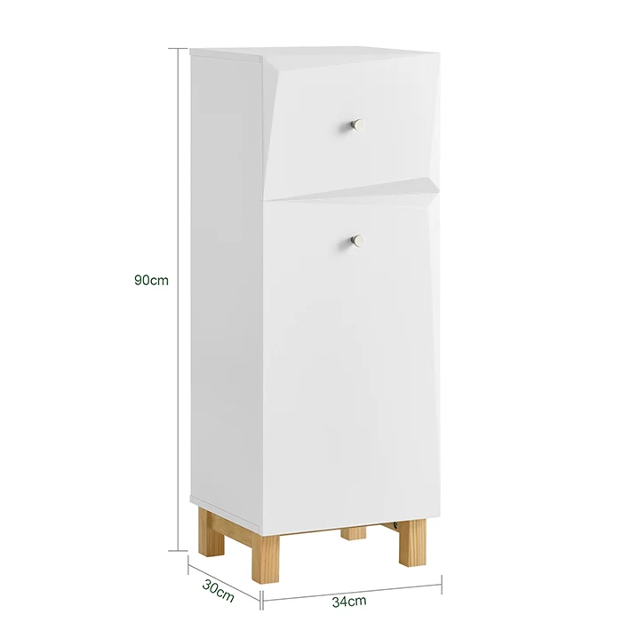 SoBuy | Wäscheschrank mit Wäschesack | Wäschesammler | Wäschekorb Weiß | BZR93-W