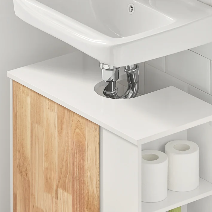SoBuy | Waschbeckenunterschrank | Waschtisch | Badschrank Weiß-Natur | BZR75-W